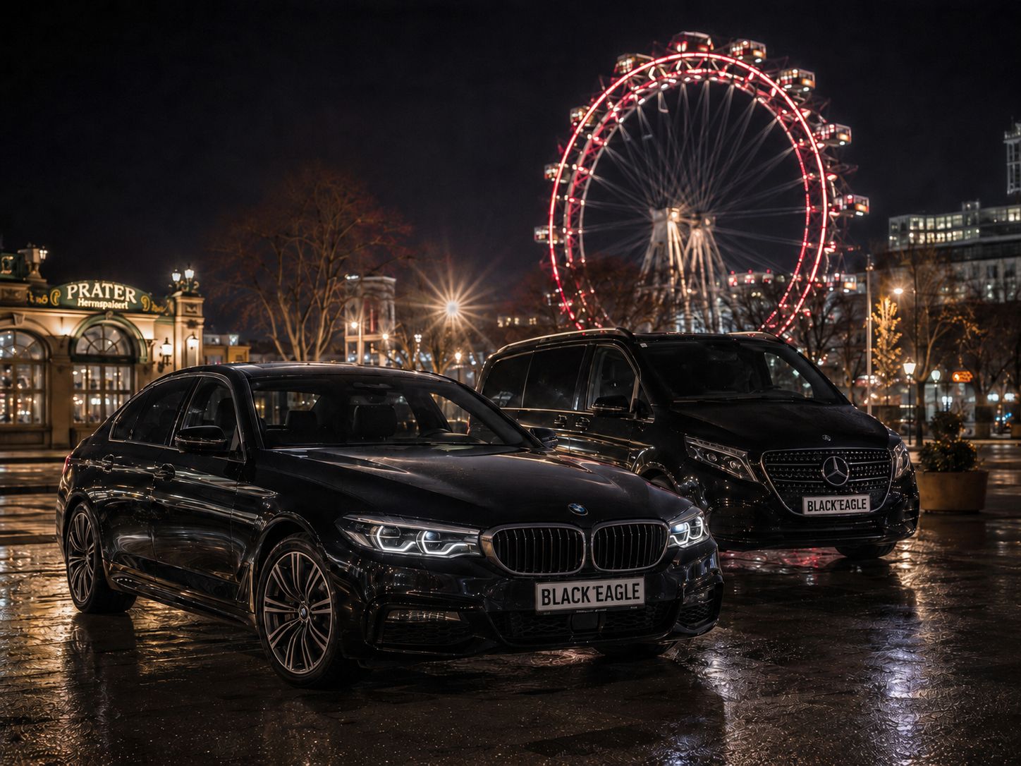 Black Eagle – Limousinen-Service am Wiener Prater bei Nacht