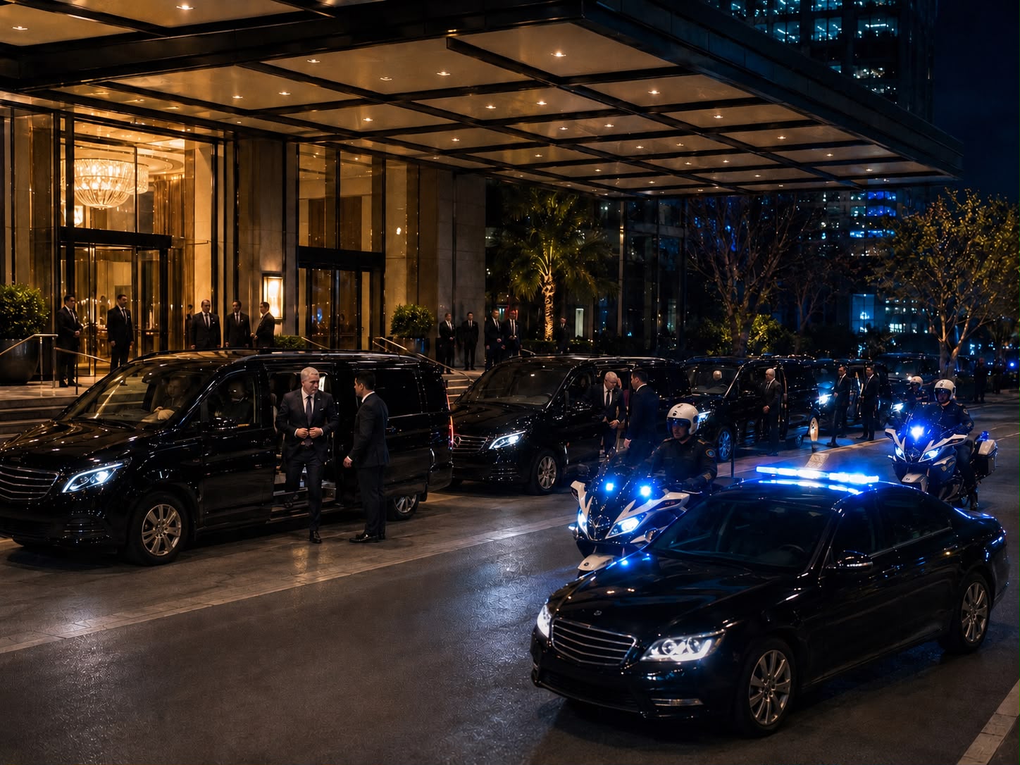 Delegationsfahrten Wien – Mercedes V-Klasse und Limousinen mit Chauffeur vor Hotel